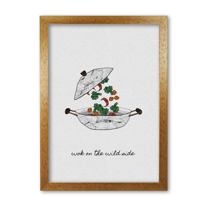 Wok On The Wild Side - Print, 85 cm H x 60 cm W x 5 cm D, Honey Oak Frame
