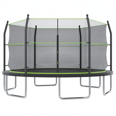 Trampoline de 14 pi avec échelle et filet d'enclos pour enfants et adultes, trampoline d'extérieur robuste de 14 pi pour la cour