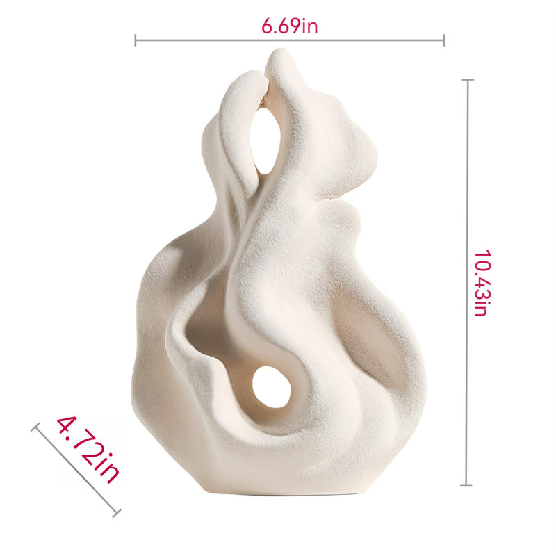 Élégante sculpture abstraite en céramique blanche