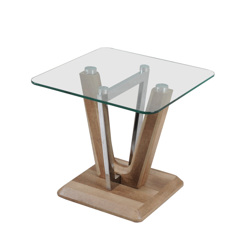 Wallen Glass Top Pedestal End Table