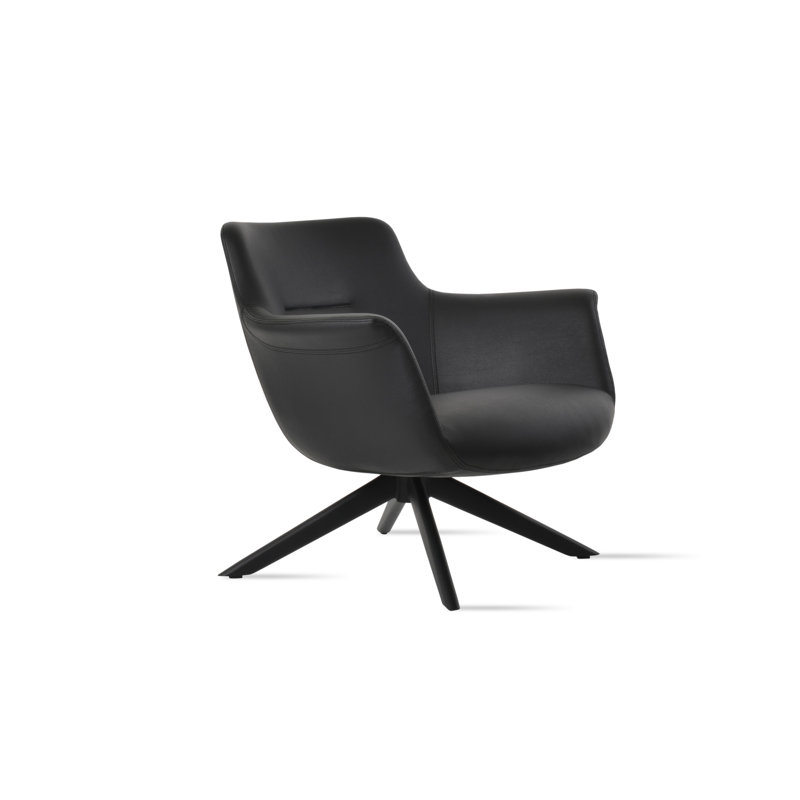Bottega Sword Swivel Lounge Chair, Black, Black