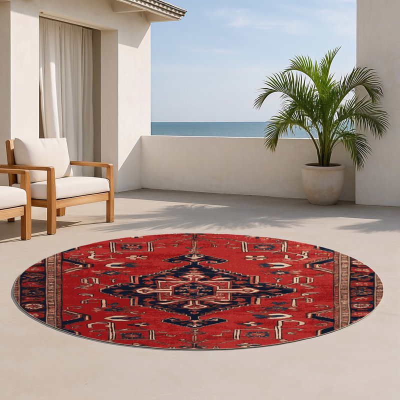 Tapis turc intérieur et extérieur brun, Rond 5 pi