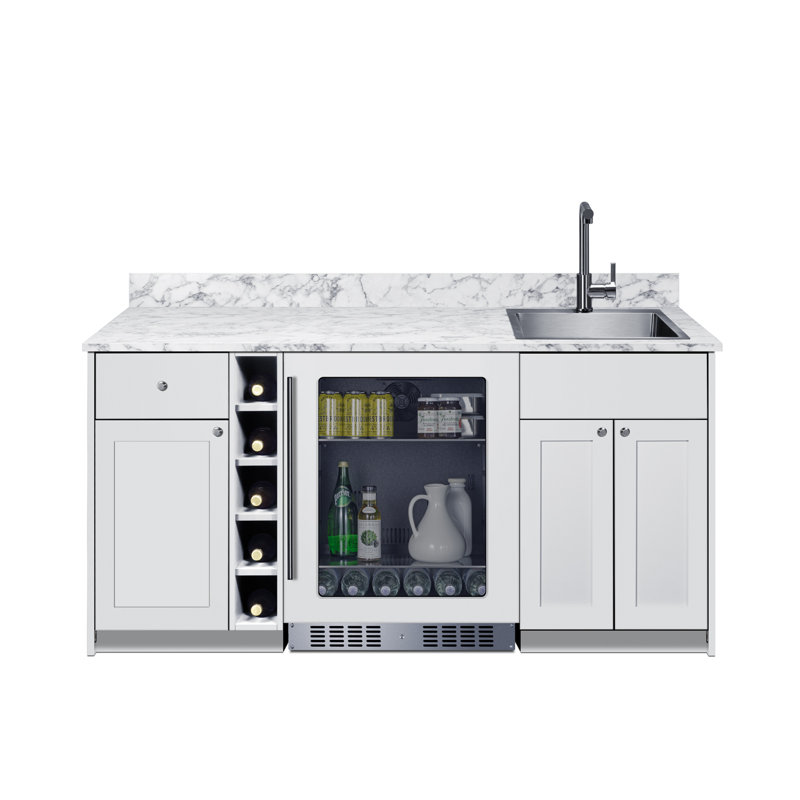 Summit Appliance Oasis Turnkey Wet Bar with Beverage Center, Sink, and Storage, ADA Height, White