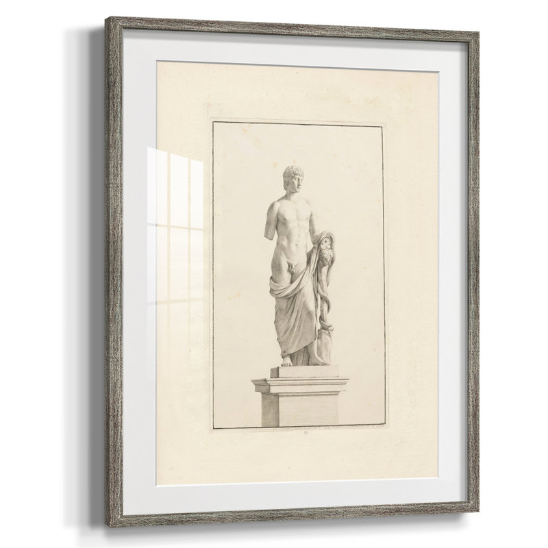 Vintage Sketch CIX -Framed Print, Distressed Silver