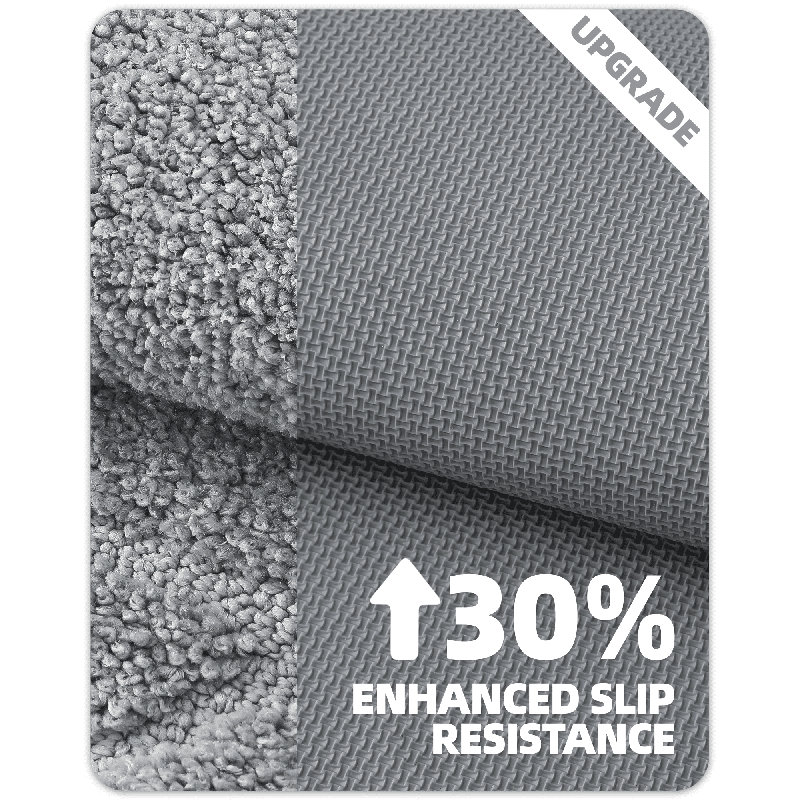 Microfiber Non-Slip Backing Bath Rug, Single - 43" L x 24" W, Light Gray