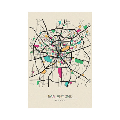 Carte de San Antonio, Texas par - Toile tendue