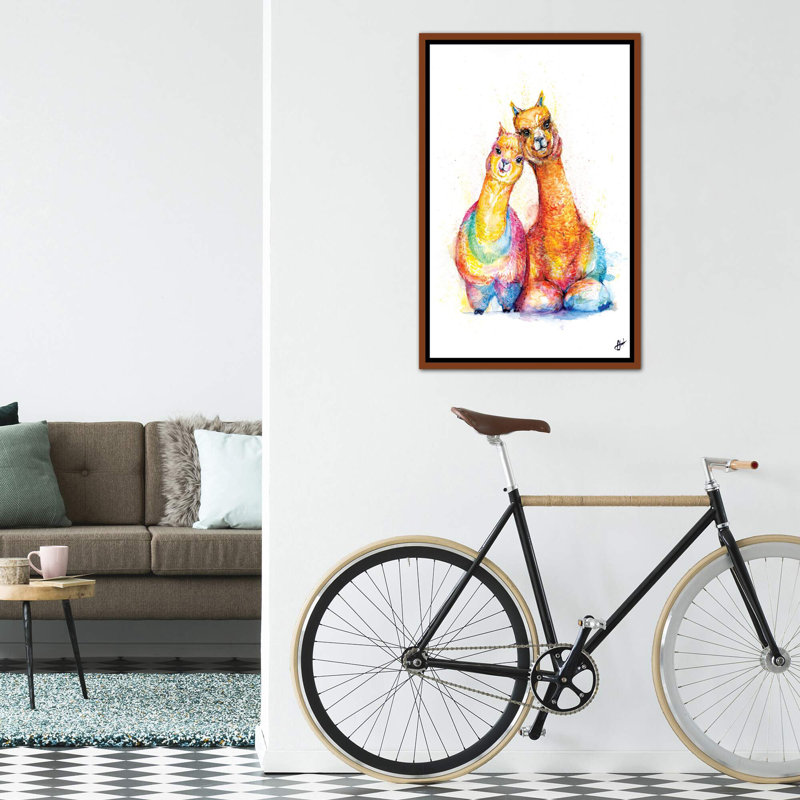 Décoration murale Packa 'Alpaca Kids, Toile classique avec cadre brun, H 40 po x l 26 po x P 1,5 po