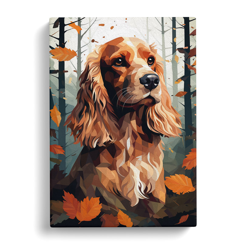 Cocker Spaniel Geometric No.2 - Wrapped Canvas, 60cm H x 40cm W x 3cm D