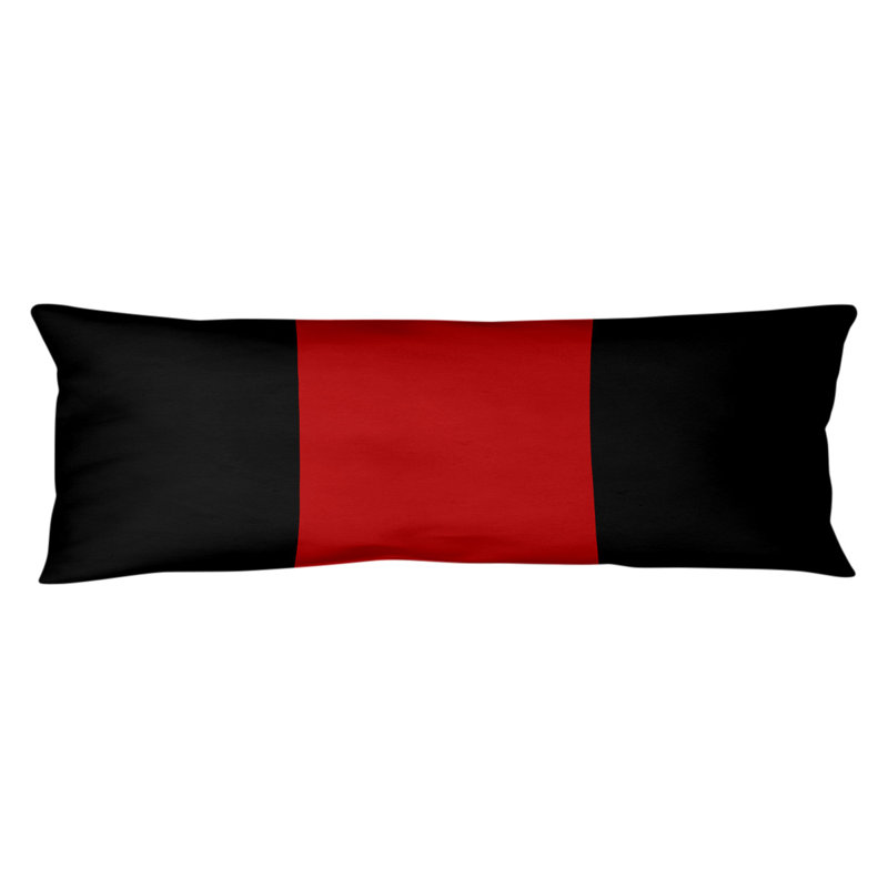 Addison Polyester Medium Pillow, Black/Scarlet Middle