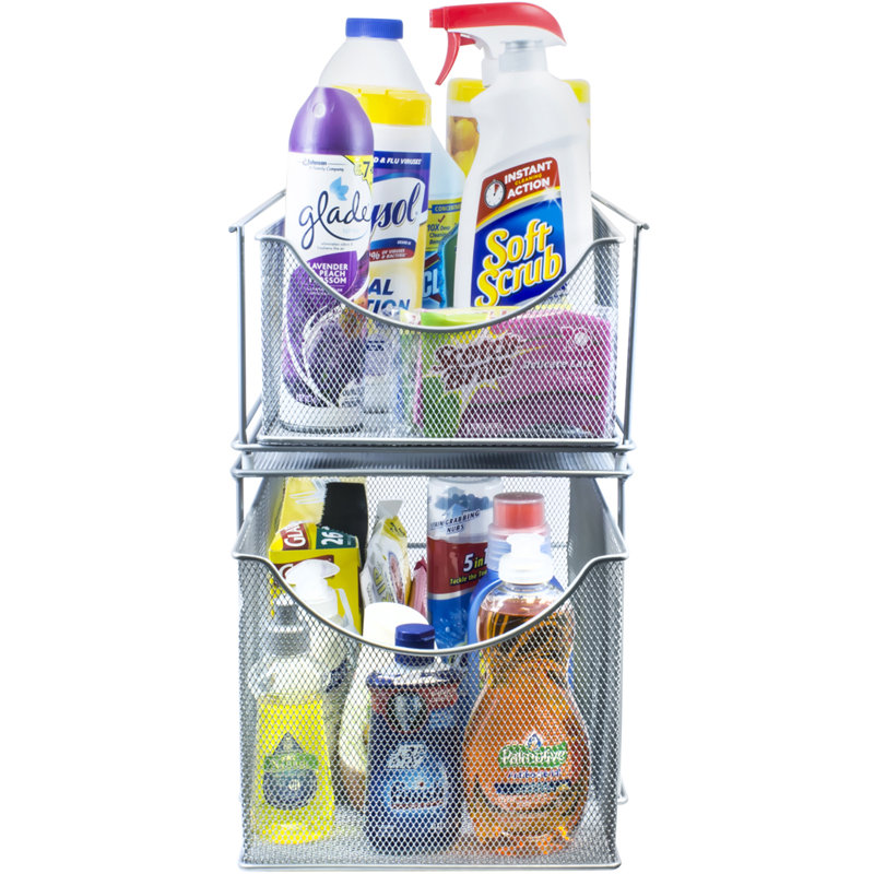 Sorbus 2-Tier Sliding Mesh Basket Drawers, Silver