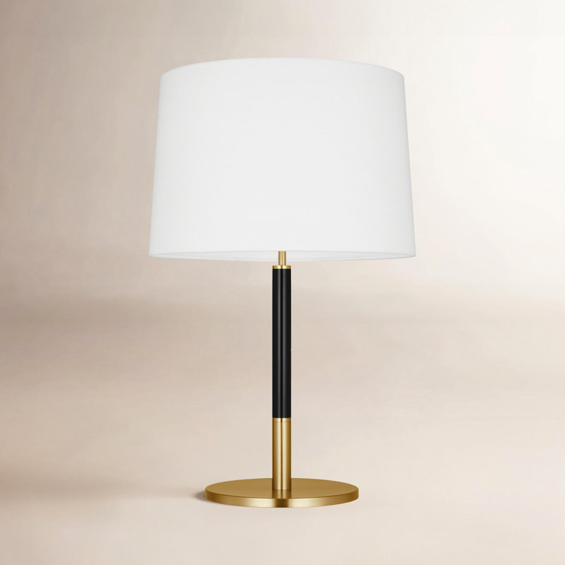 Metal Table Lamp, Burnished Brass Red