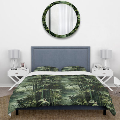 Ensemble de housse de couette oriental Kamarrah Bamboo Forest Allure I - Microfibre de polyester
