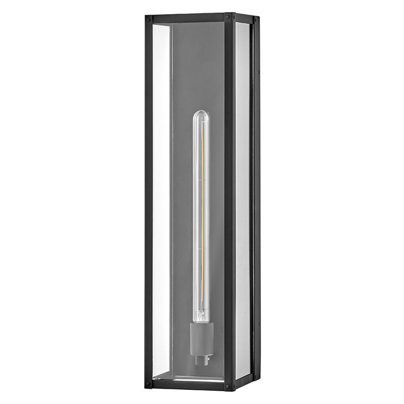 Hinkley Max Large Wall Mount Lantern, 24" H x 6" W x 6" D, Black