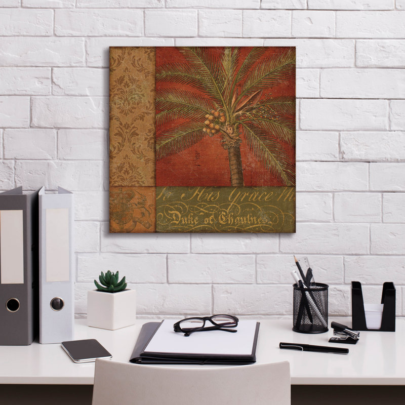 «Golden Palm I» par NBL Studio, art mural en verre acrylique, H 18 po x l 18 po x P 0,75 po