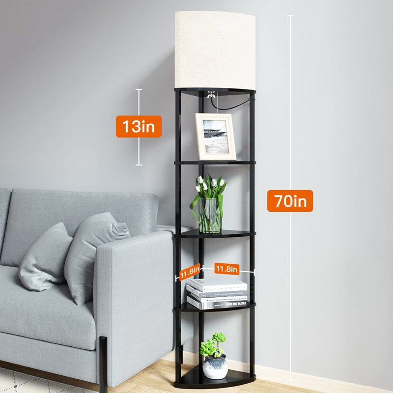 5-Tier Shelf Floor Lamp Display, Black