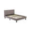 Ensemble de lit 3 pièces - Structure grand lit capitonné à boutons - Tête de lit tapissier en velours taupe brun et table de chevet à finition bourgogne-490724741-490724740