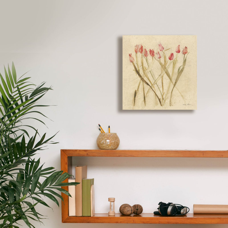 «Stems Of Red Tulips» par Cheri Blum, art mural sur toile, H 12 po x l 12 po x P 0,75 po