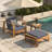 Acacia Wood Lounge Chair with Ottoman-1674264510