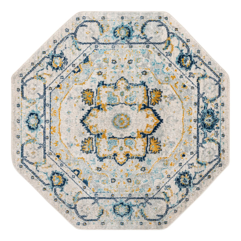 Hagedorn Oriental Area Rug, Octagon 7'10" x 7'10", Gray