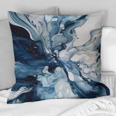 Blue Grey Ethereal Elixir I - Abstract Printed Throw Pillow