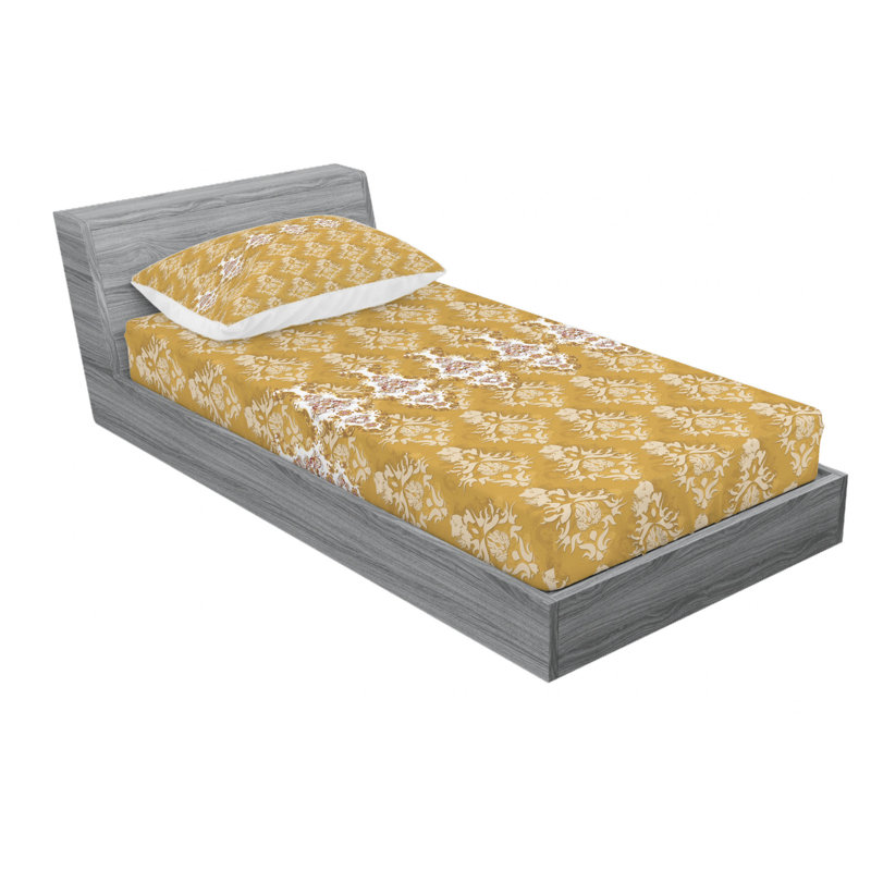 Microfiber Damask Sheet Set, Twin XL Sheet Set with Fitted Sheet