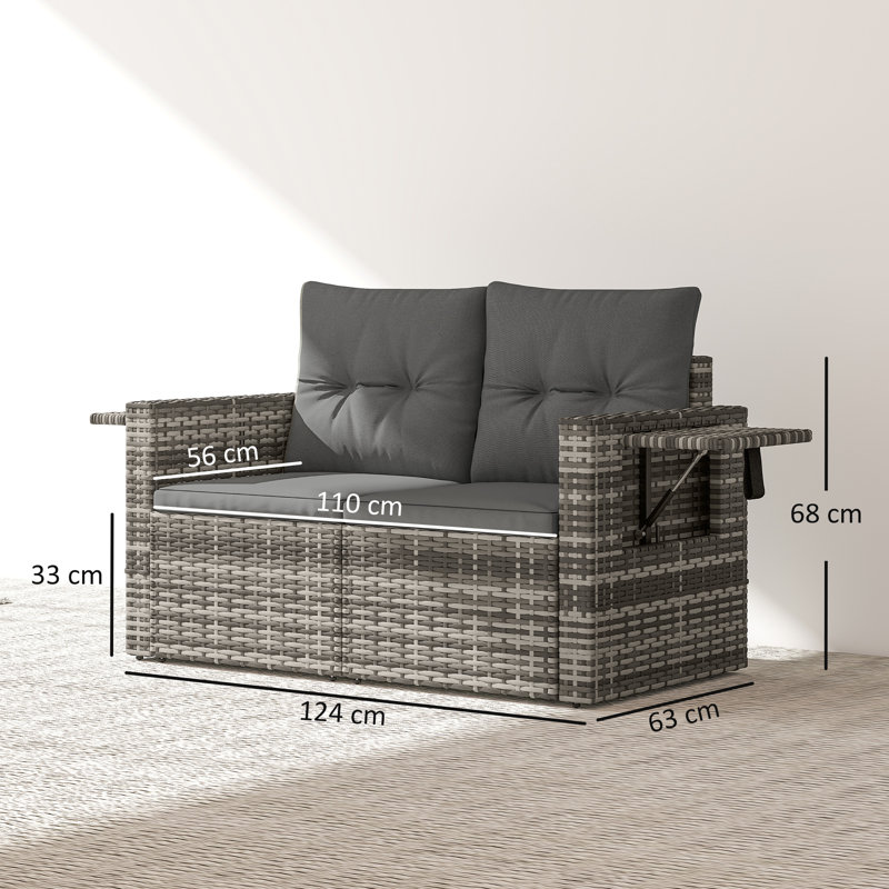 124cm Wide Straight Steel Loveseat