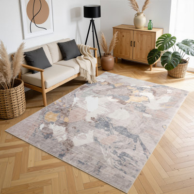 Tapis traditionnel de 59 pi x 83 pi, motif traditionnel, intérieur et extérieur durable, conception à poils courts, salon d'entrée