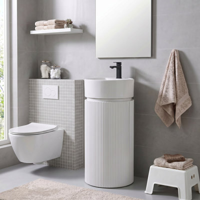 16'' Round Single Bathroom Vanity with Solid Surface Top