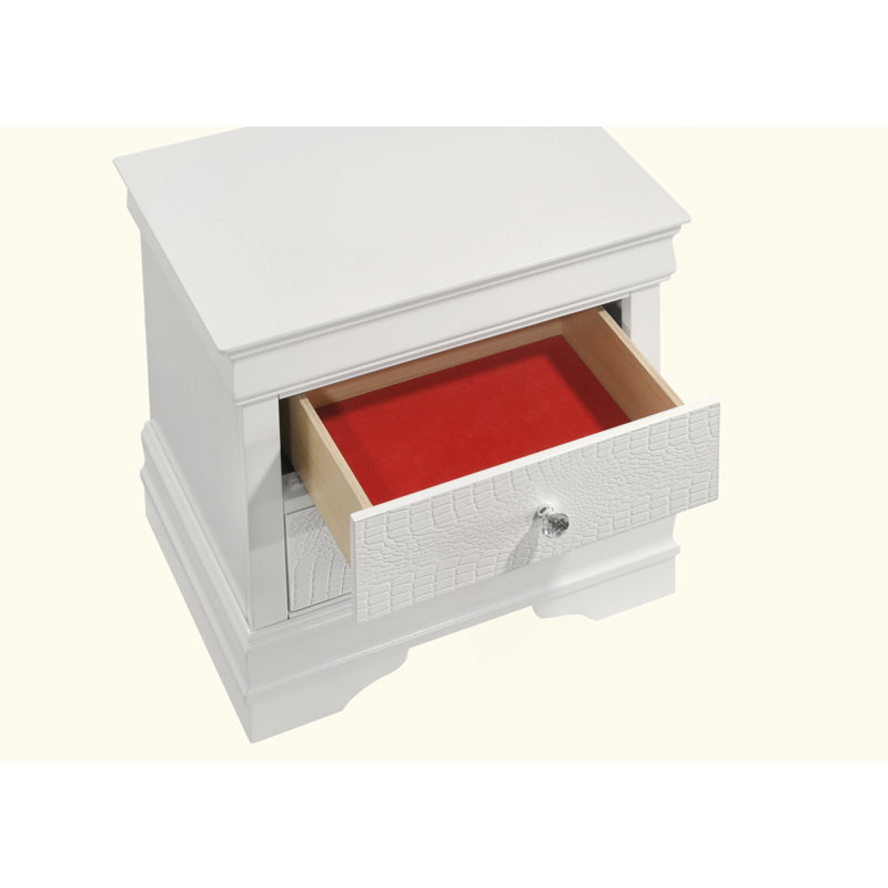 Table de chevet 2 tiroirs de style moderne en bois, Blanc