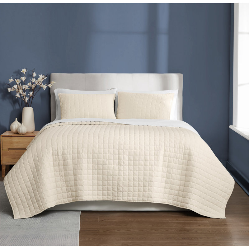Brooklyn Loom Essential Cotton Quilt Set, Natural, Twin Extra Long Quilt  + 1 Sham