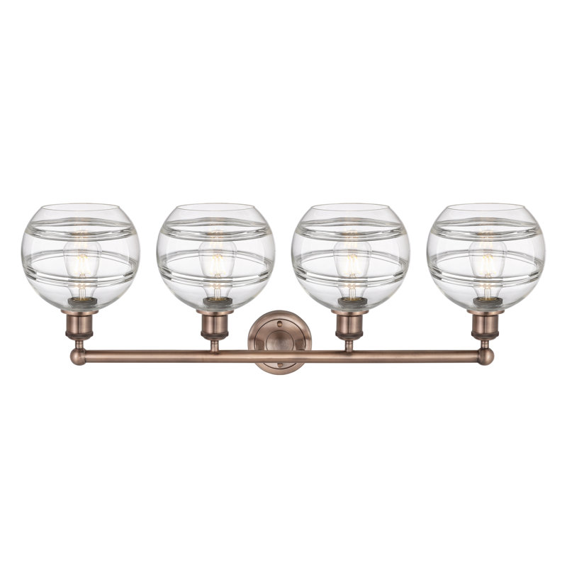 Chartoff 4 - Light Dimmable Vanity Light, Clear, Antique Copper