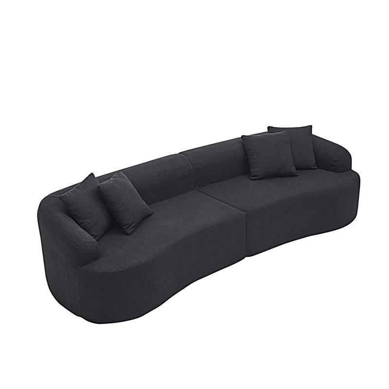 Curved Modular Sectional Sofa, Black