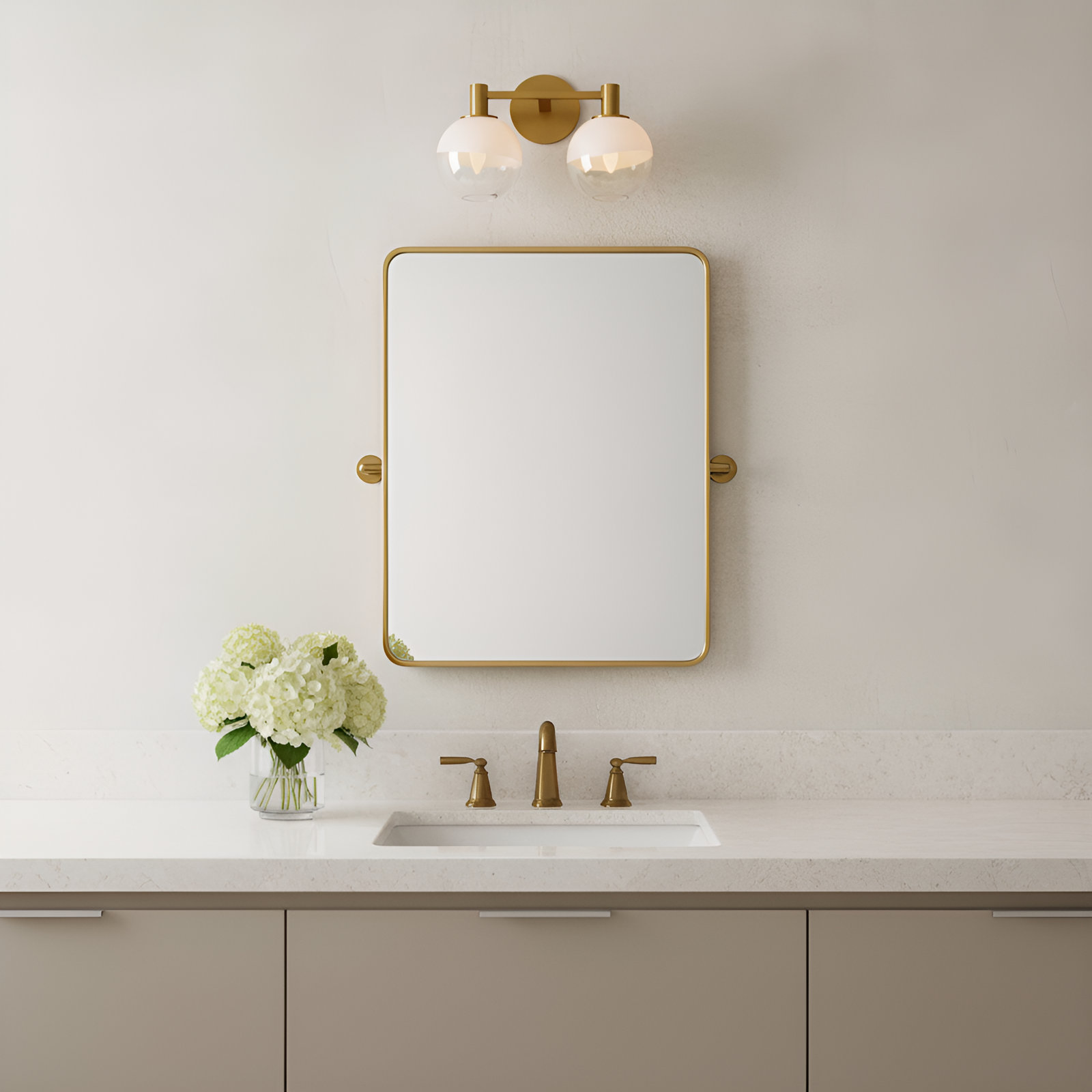 Sean Lavin Lillias Bathroom Bedroom Wall Fixture With Milk Clear Glass Mix Shade, Burnished Brass, 9.625" H x 15" W x 7" D