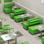 Bancs de restaurant vert Cafe
