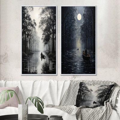 " Canal Quiet Passage Charcoal " 2 - Pieces
