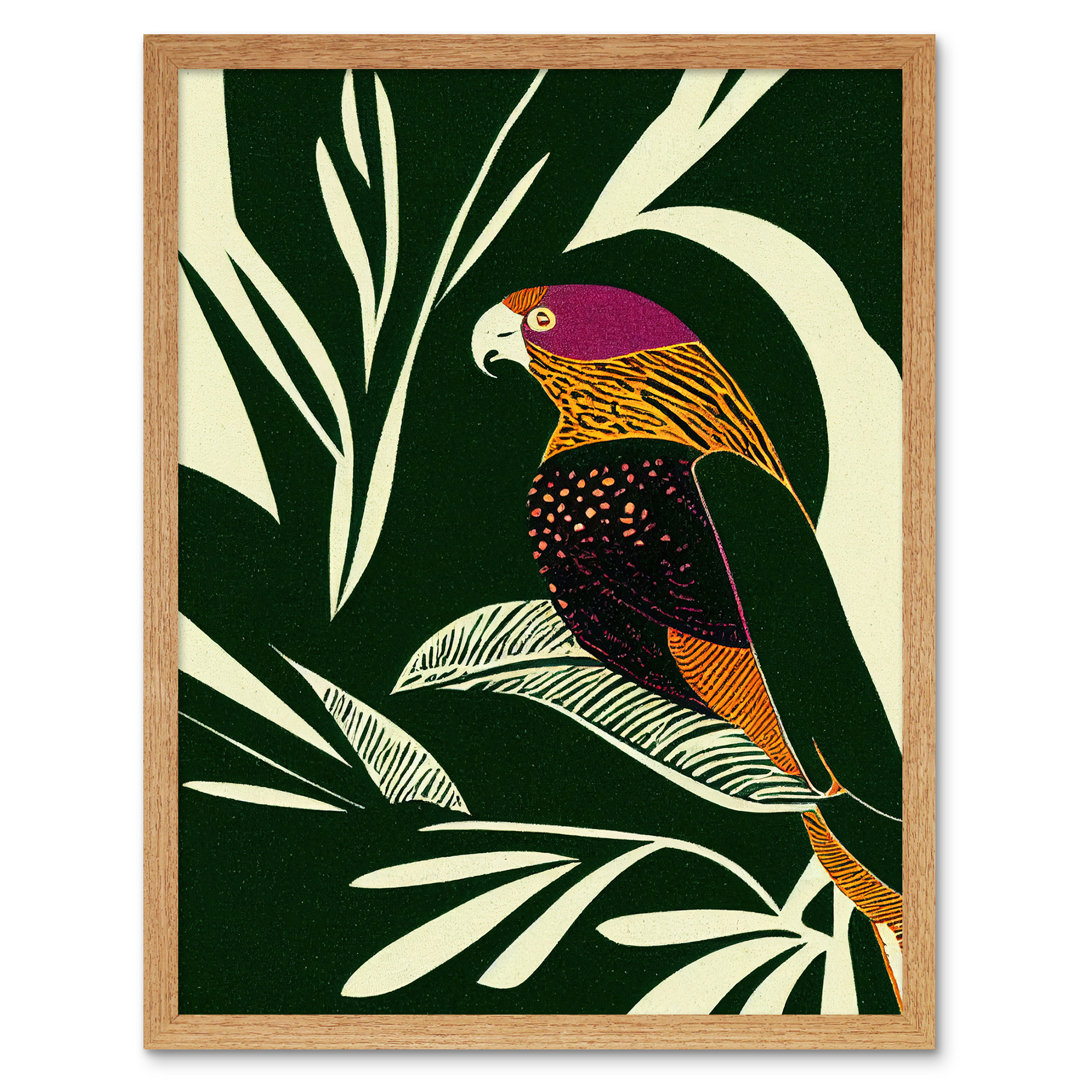 Modern Vintage Tropical Plant Leaves Bird - Art Prints