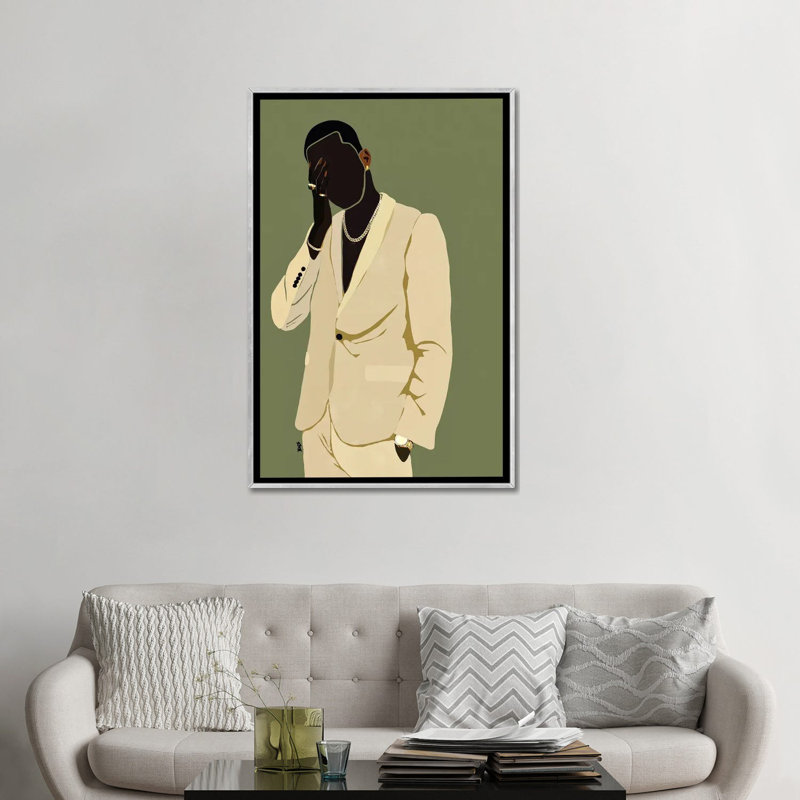 "Pierre" par Bria Nicole, impression d’art graphique, Toile avec cadre argenté, Pas de tapis, H 48 po x l 32 po x P 1,5 po