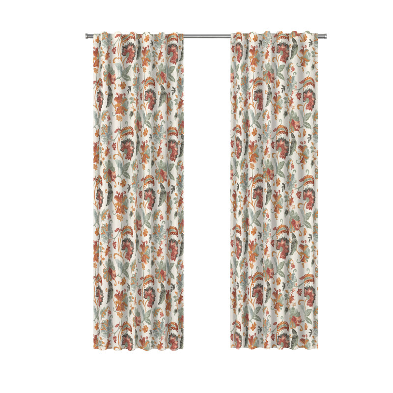 Nina Jacobean Floral Blackout Puddle Length Curtains