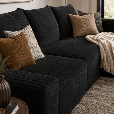 Schum 166" Cloud Modular Sectional Sofa, Modern Minimalist U-Shaped Corduroy Couch, 7-Seater Deep Seat Living Room Sofa, No Assembly Required, Plush Corduroy Fabric