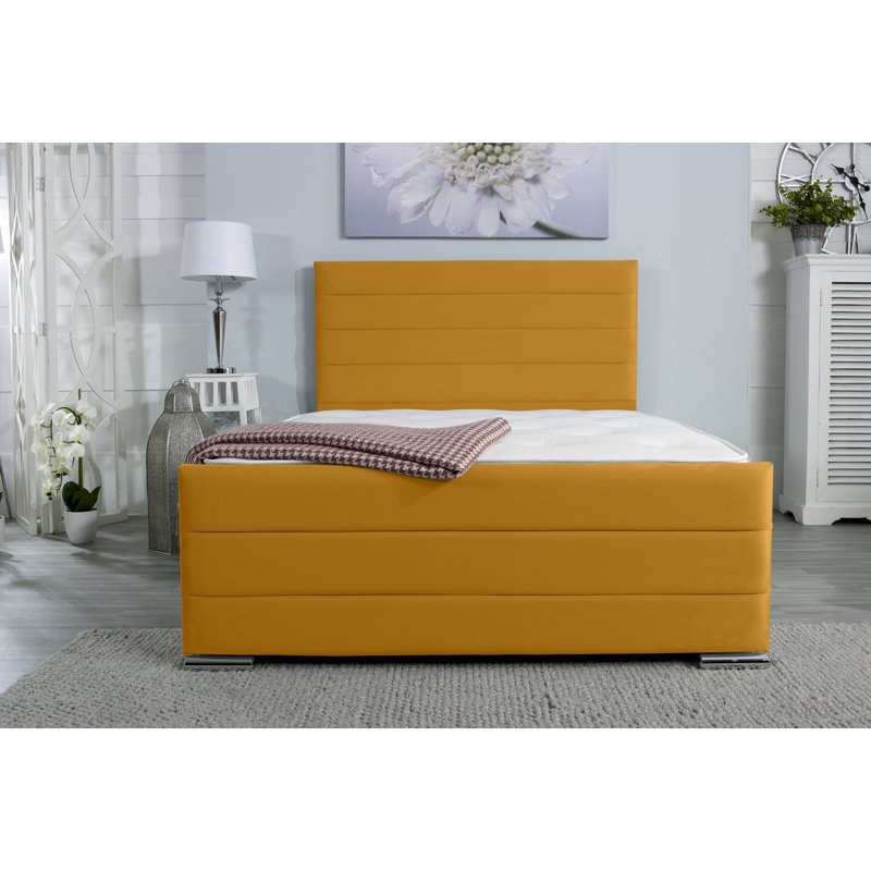 Aderholt Upholstered Bed Frame, Double (4'6), Mustard