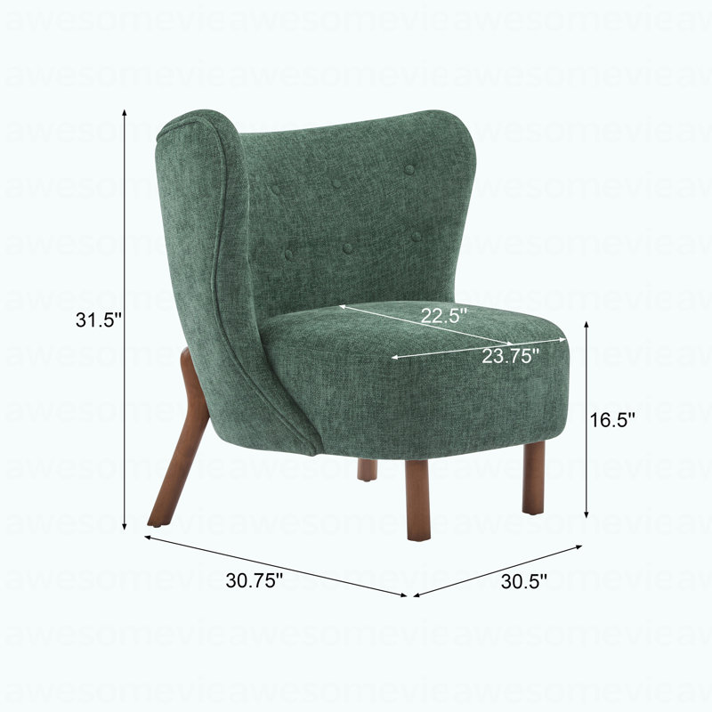 Fauteuil d'appoint moderne sans accoudoirs, Tissu / vert