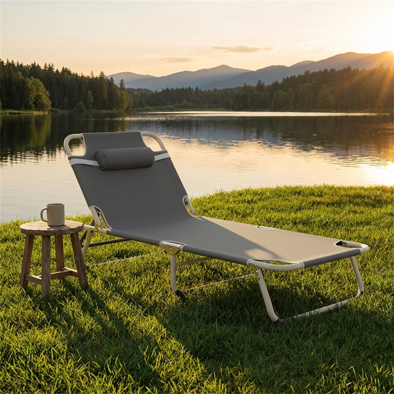 Gray Comfort Folding Camping Bed, Portable Folding Guest Bed, Ideal For Outdoor Relaxation, Vacations, And Camping