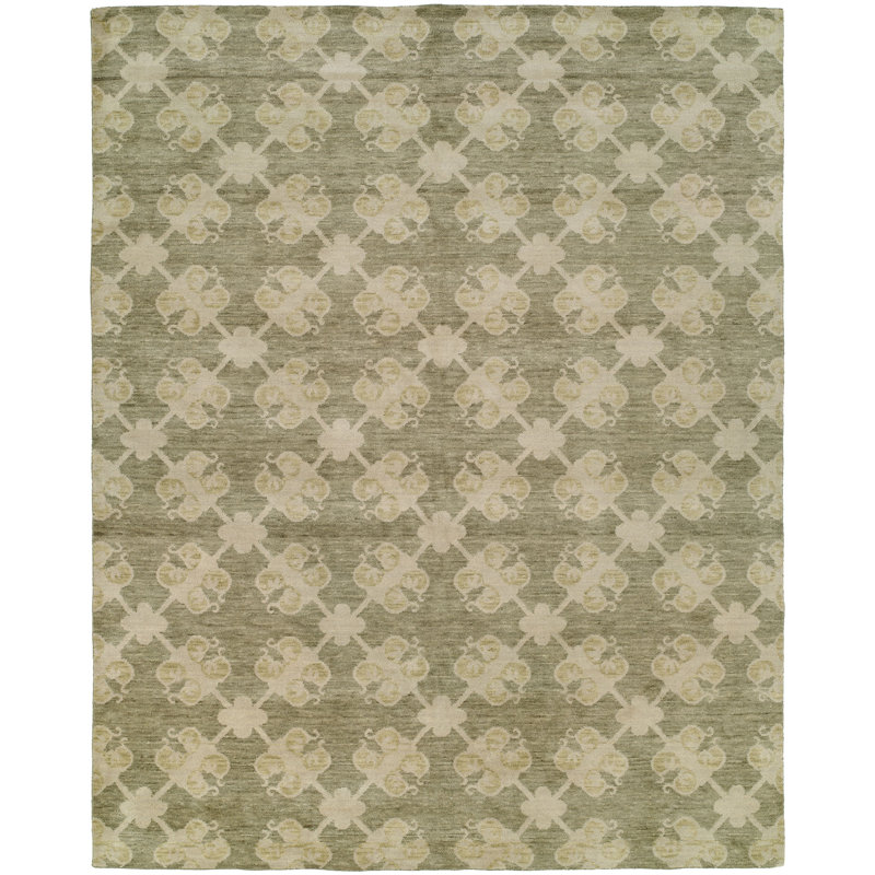 Bryhanna Geometric Area Rug in Green/Beige, Rectangle 2' x 3'