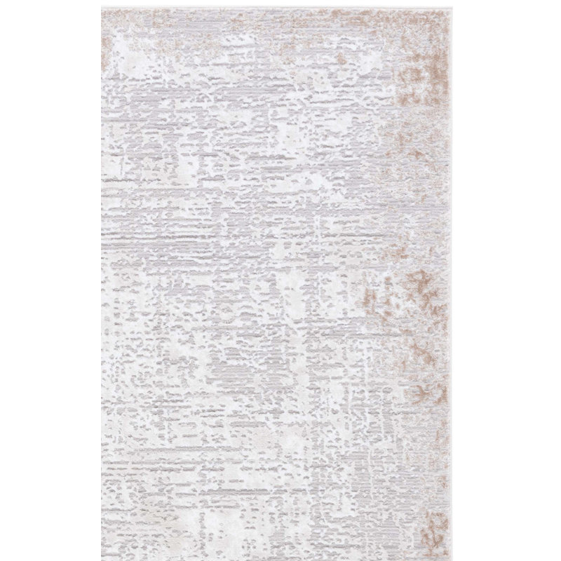 Tapis taupe / gris en polyester tissé à la machine, Tapis de couloir 2 pi x 8 pi