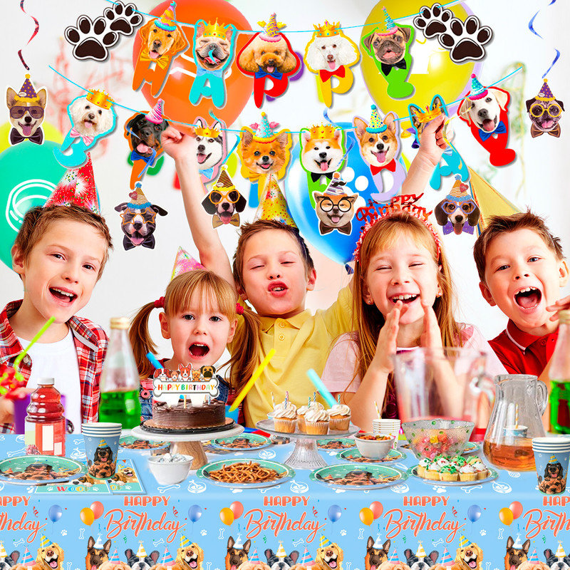 Puppy Dog Party Supplies,97pcs Dog Themed Party Decorations&Tableware Set