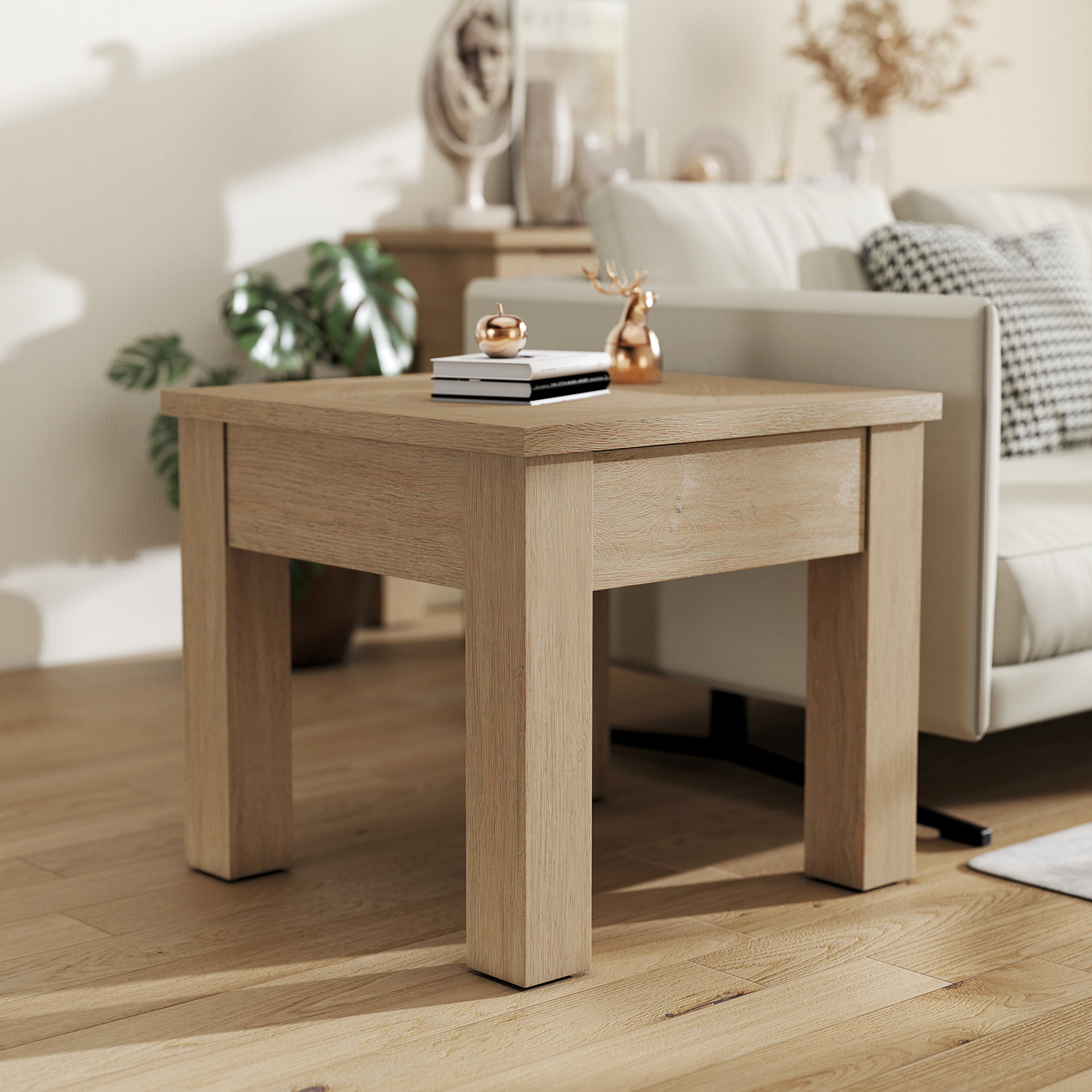 Dutton End Table, Natural Oak