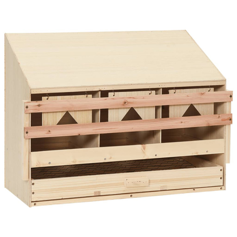 vidaXL Chicken Laying Nest 3 Compartments 28.3x13x21.3 Solid Pine Wood