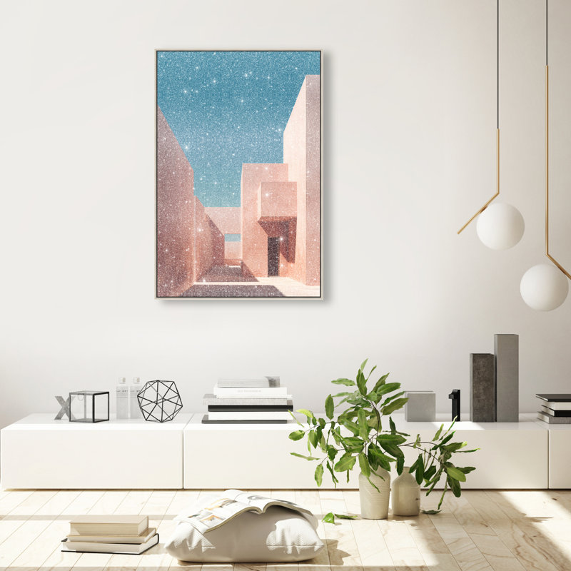 Structured Pink II Print by Oliver Gal, 37"H x 25"W, Silver Floater Frame