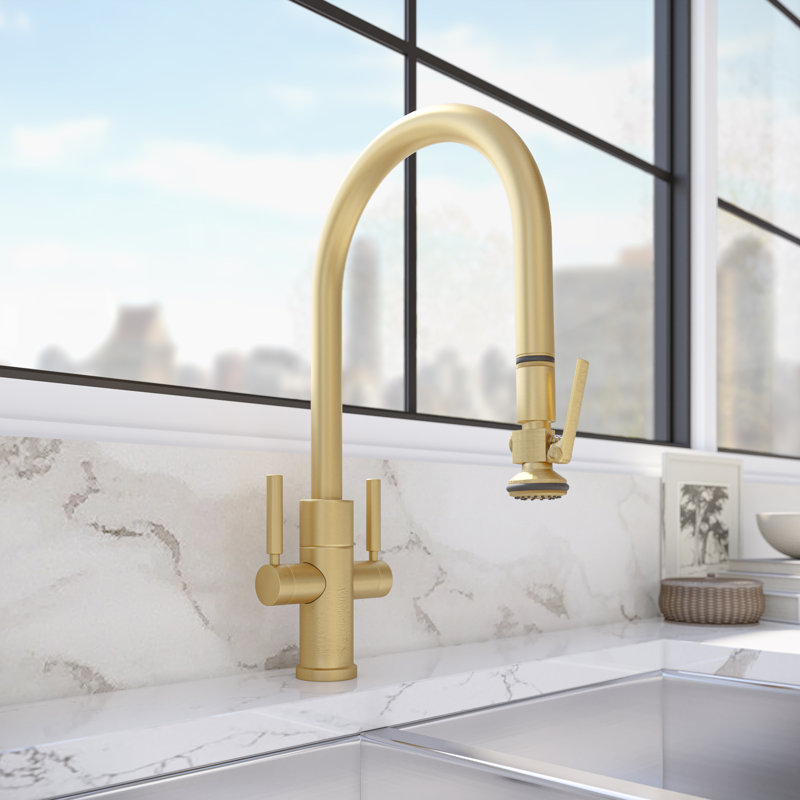Modern 2 Handle Plp Pulldown Faucet - Lever Sprayer, Chrome