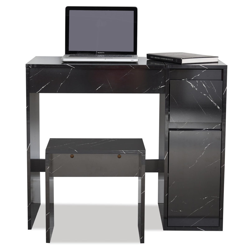 Neomi Dressing Table with Mirror, Black
